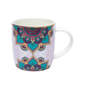 Turkis porcelæns tekrus med mandala-mønster og infuser – 400 ml.