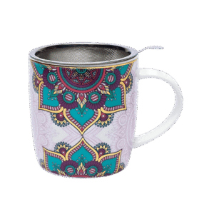 Lyst turkis tekrus med detaljeret mandala-design – elegant stil.