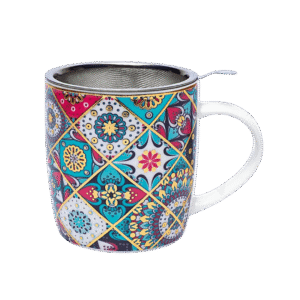 Farverigt “Oriental” tekrus med eksotisk print og infuser